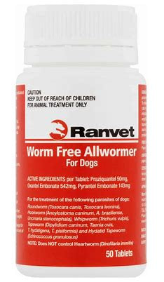 Ranvet Allwormer Dogs 10kg 50tab