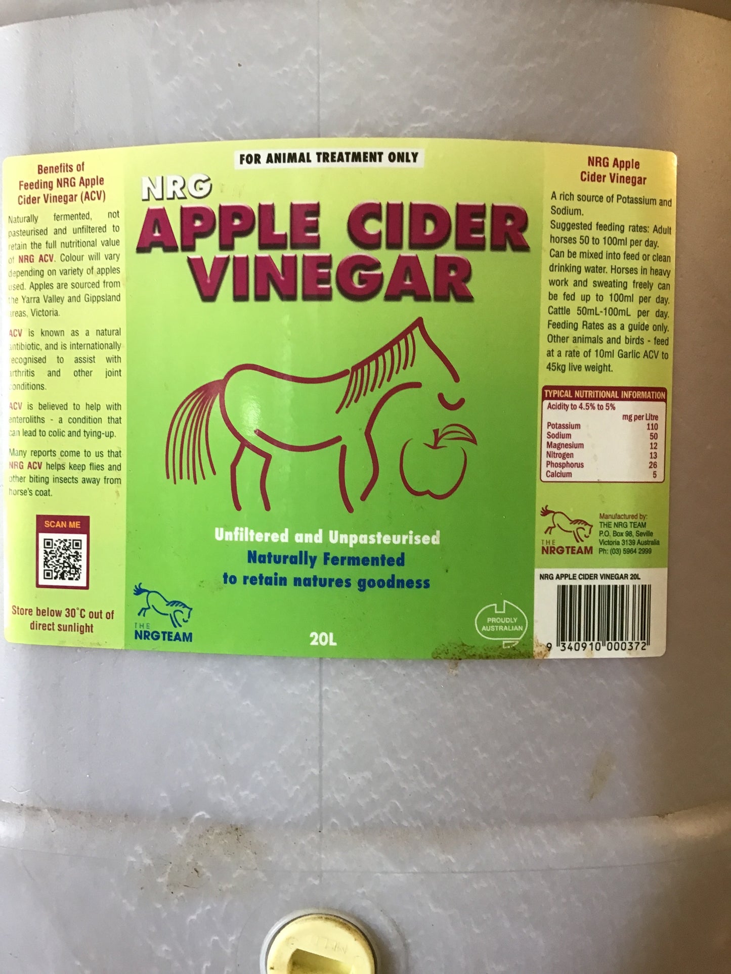 NRG Apple Cider Vinegar 20L