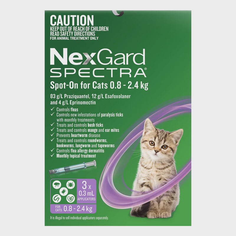 Nexgard SPECTRA Cats 0.8-2.4kg 3pk (Purple)