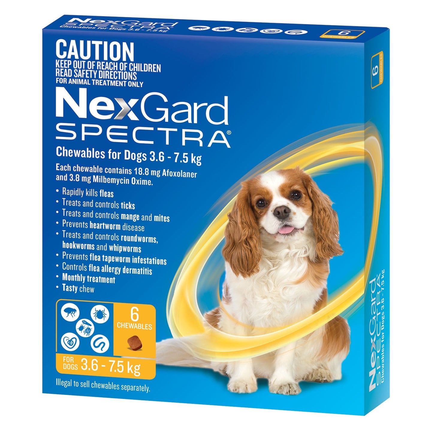 NexGard Dog Spectra Chewable 3.6-7.5 6 Pack ( Yellow )