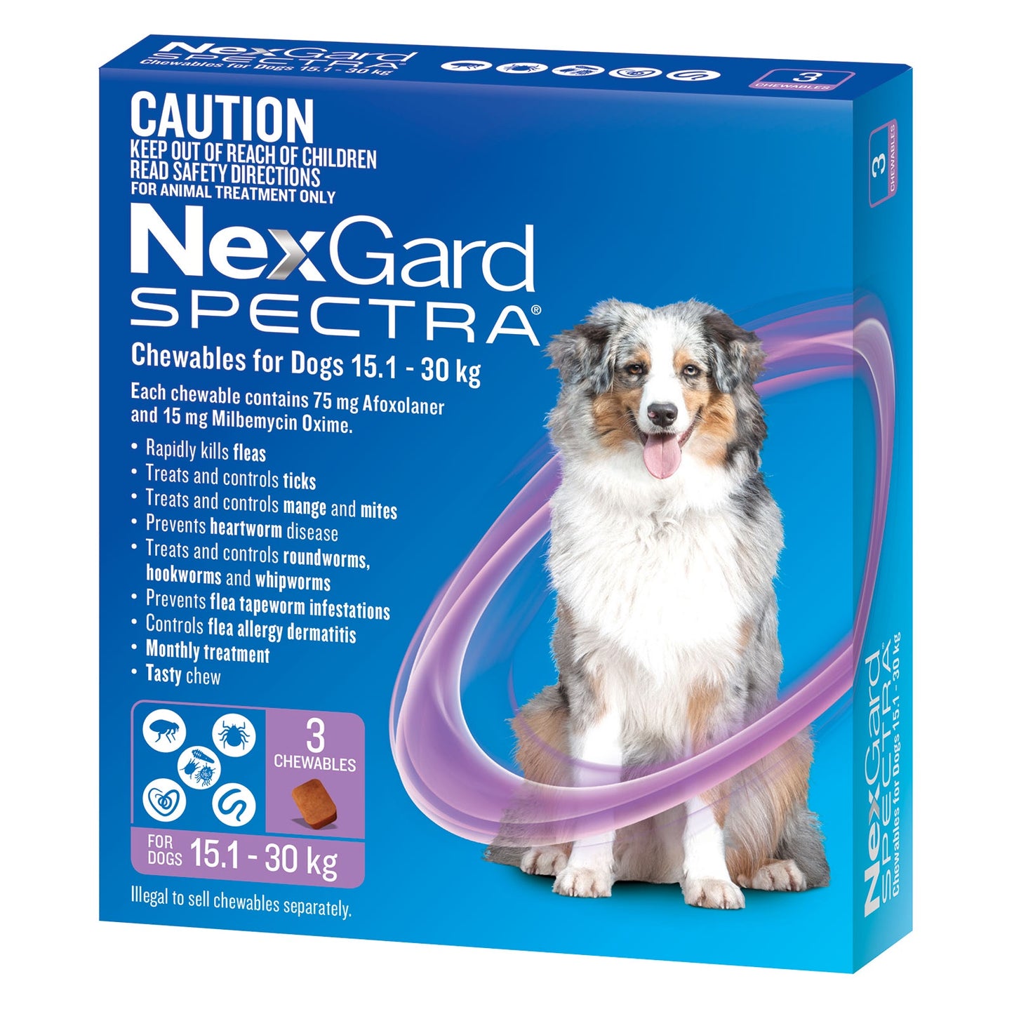 NexGard Dog Spectra Chewable 15.1-30kg 3 pack ( Purple )