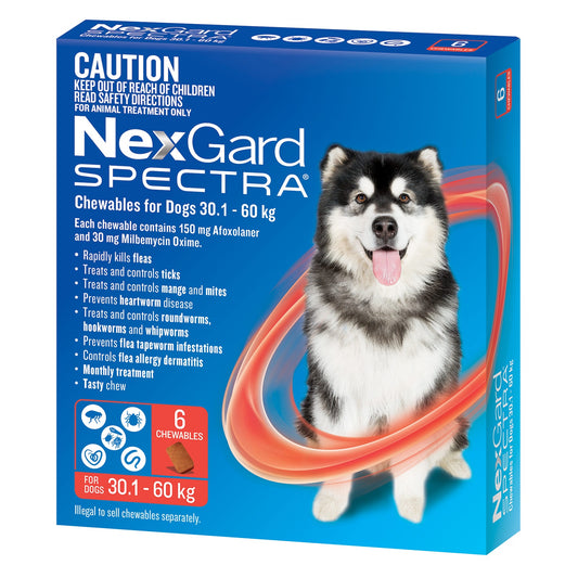 NexGard Dog Spectra Chewable 30.1-60kg  6 Pack ( Red )