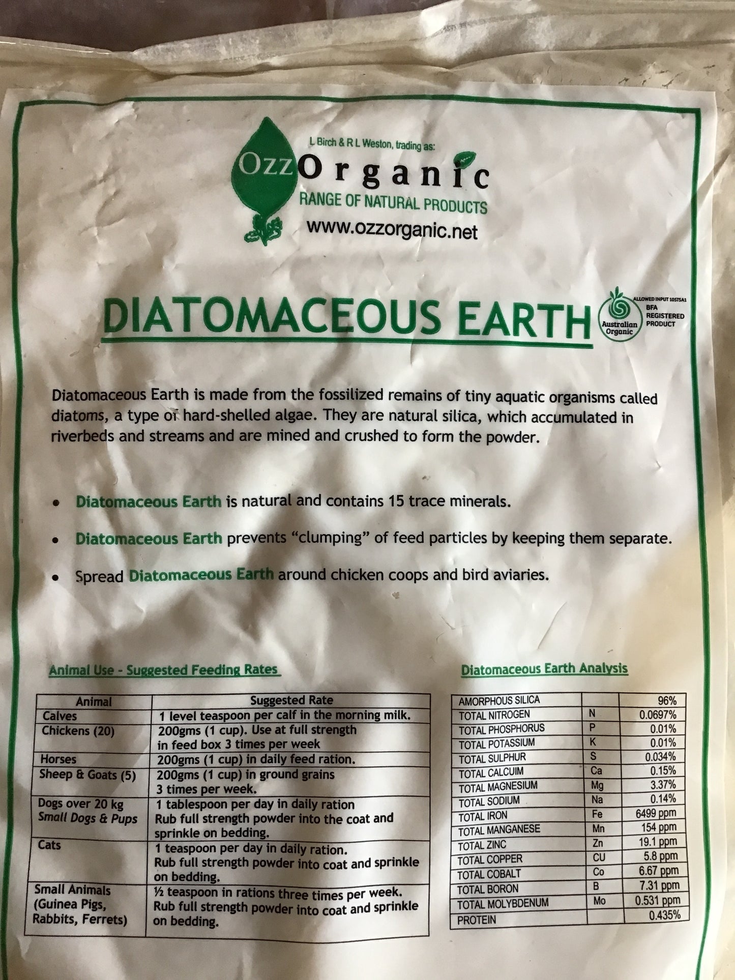 Ozz Organic Diatomaceous Earth 1kg